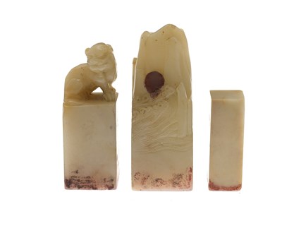 Lot 475 - A set of three Chinese carved stone seals,...