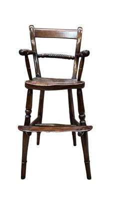 Lot 381 - A 19th century childs ash and elm-seated high...