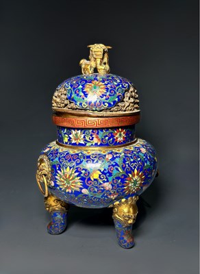 Lot 133 - A Qing dynasty Chinese gilt bronze cloisonne...