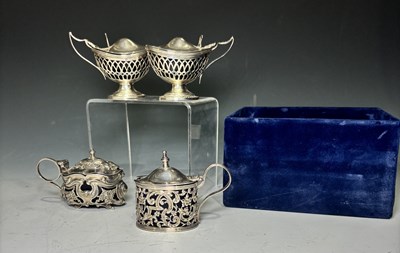 Lot 293 - Four silver mustard pots: two by Haseler...