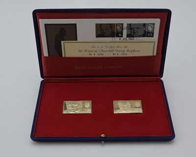 Lot 90 - 18 carat gold Sir Winston Churchill Stamp...