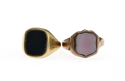 Lot 9 - Two 9ct gold gem-set signet rings.