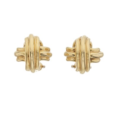 Lot 55 - Tiffany & Co., a vintage pair of 18ct gold Signature X earrings