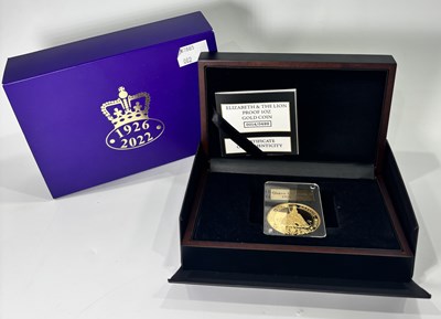 Lot 199 - A gold proof 'Elizabeth & The Lion' 1oz coin...
