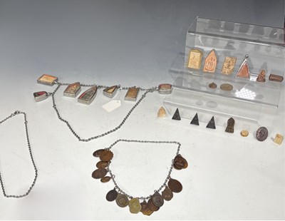 Lot 278 - A large white metal necklace, mounted with...