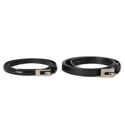 Lot 370 - Gucci, two slim black leather belts.