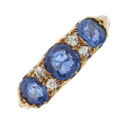 Lot 9 - An early 20th century 18ct gold sapphire and diamond dress ring