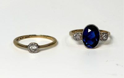 Lot 231 - Two 18ct gold and platinum gem-set and diamond rings