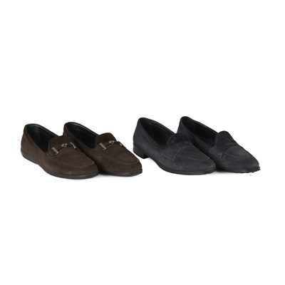 Lot 503 - Tod's, two pairs of ladies suede loafers.