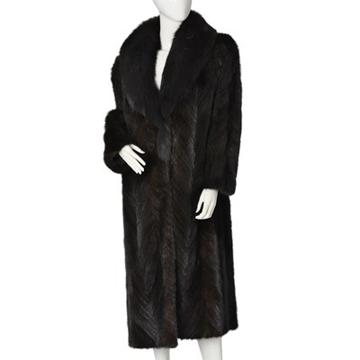 Lot 533 - Barth-Wind Furs, a chevron-patterned dark ranch mink and fox fur coat.