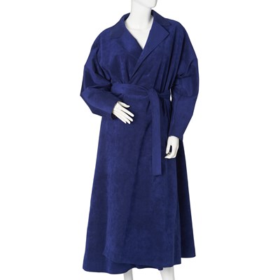 Lot 371 - Halston, a blue suede outfit.