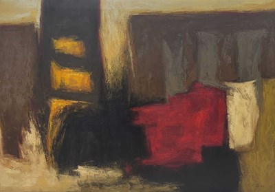 Lot 314 - Abstract expressionist style block colour...