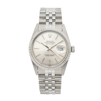 Lot 232 - Rolex, a stainless steel Oyster Perpetual Datejust bracelet watch
