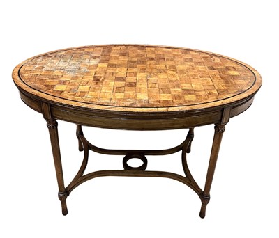 Lot 370 - A late 19th century French walnut oval...