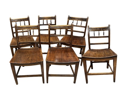 Lot 353 - A set of six English country dining chairs,...