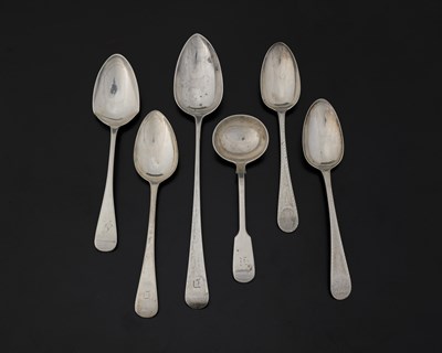 Lot 220 - A group of silver spoons, eighteenth century...