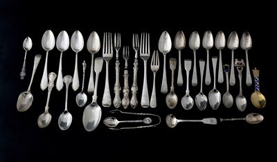 Lot 182 - A group of assorted flatware,...