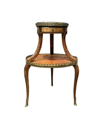 Lot 371 - A small French two-tier kingwood étagère, with...