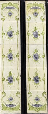 Lot 71 - Rhodes Tile Co., a pair of Art Nouveau five...