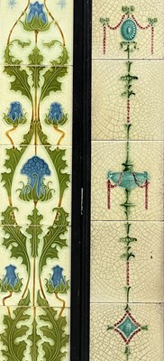Lot 72 - Two Art Nouveau five tile panels, including...