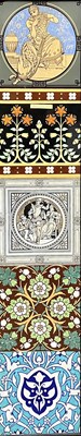 Lot 46 - Minton, five large Arts and Crafts tiles,...