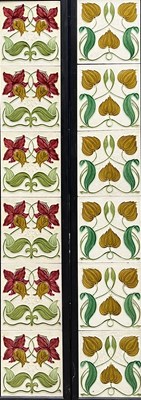 Lot 66 - Two panels of Art Nouveau dust pressed tiles,...