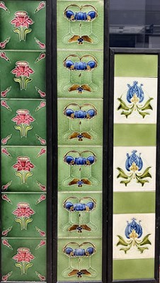 Lot 79 - Three sets of Art Nouveau dust pressed tiles,...
