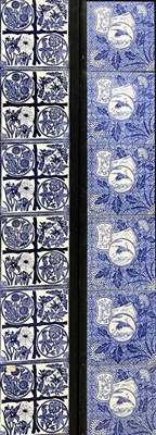 Lot 183 - Two Aesthetic Movement six tile panels,...
