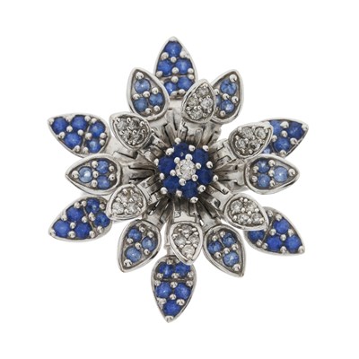 Lot 184 - A 14ct gold sapphire and diamond flower dress ring