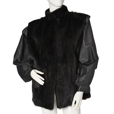Lot 546 - A black mink and leather jacket.