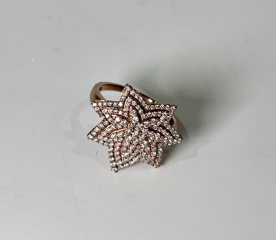 Lot 225 - A 9ct gold diamond foliate cluster ring