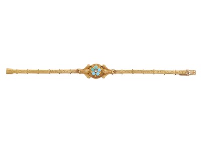 Lot 133 - A mid to late Victorian gold turquoise and diamond memorial bracelet