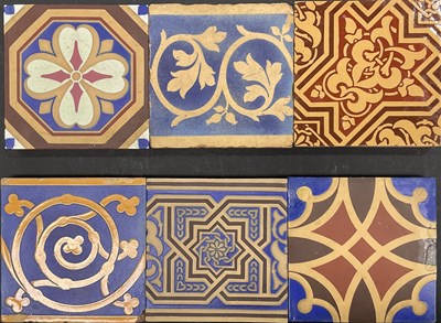 Lot 149 - Minton, six Gothic Revival polychrome...