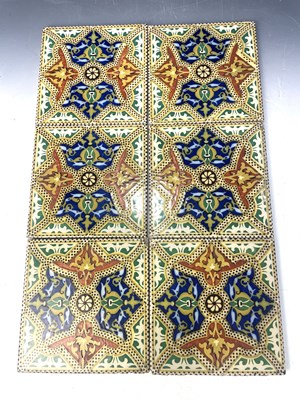Lot 197 - A set of six Spanish Moorish design tiles,...