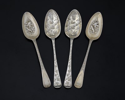 Lot 98 - Two George III silver tablespoons, various...