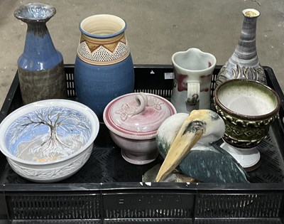 Lot 2 - A studio pottery/stoneware pelican by Richard...