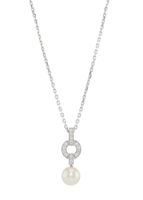 Lot 51 - Cartier, an 18ct gold cultured pearl and diamond Himalia necklace