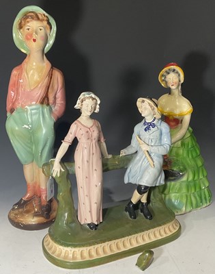 Lot 84 - A Fielding's Devon Ware figure group of a...