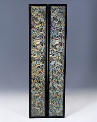 Lot 446 - A pair of Chinese silk robe sleeves, Qing...