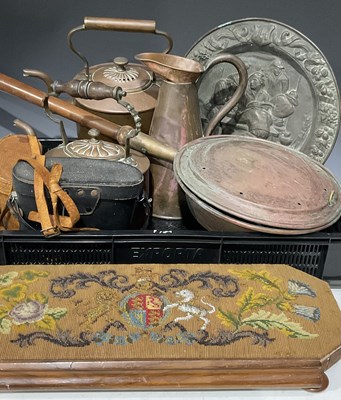 Lot 77 - A collection of items including copper kettles,...