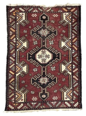 Lot 336 - A wool Persian type carpet or rug, geometric...