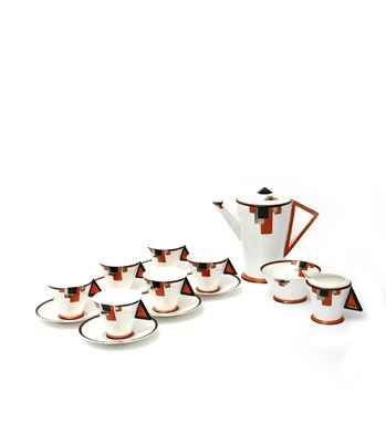 Lot 87 - 'Orange Blocks' a Shelley Pottery Vogue coffee...