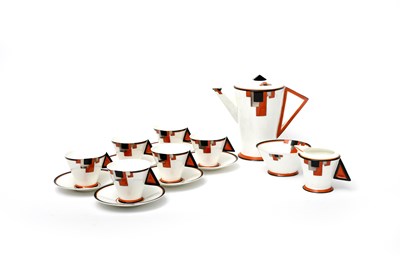 Lot 87 - 'Orange Blocks' a Shelley Pottery Vogue coffee...