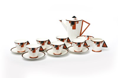 Lot 87 - 'Orange Blocks' a Shelley Pottery Vogue coffee...