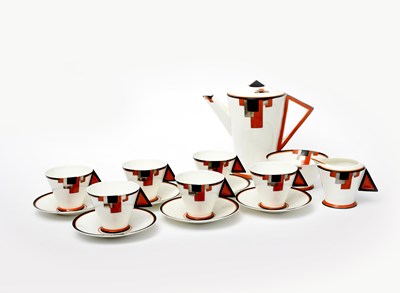 Lot 87 - 'Orange Blocks' a Shelley Pottery Vogue coffee...