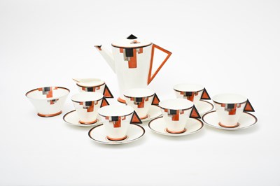 Lot 87 - 'Orange Blocks' a Shelley Pottery Vogue coffee...