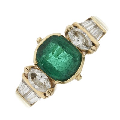 Lot 63 - An 18ct gold emerald and diamond dress ring