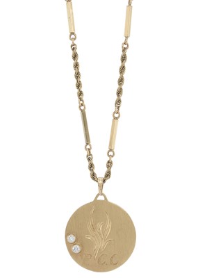 Lot 68 - A 14ct gold diamond pendant, with chain