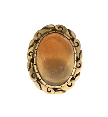 Lot 27 - A mid 20th century gold opal single-stone ring