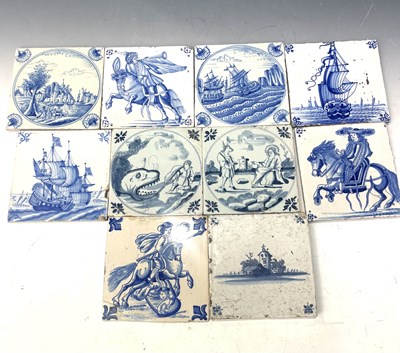 Lot 286 - A collection of ten Delft blue and white...